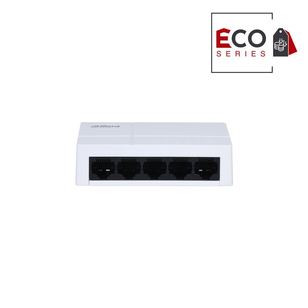 a1 Switch Gigabit Ethernet cu 5 Porturi Dahua Eco Series PFS3005-5GT-L-V2, 1000 Mbps, 2K MAC, Fara management - imagine 1