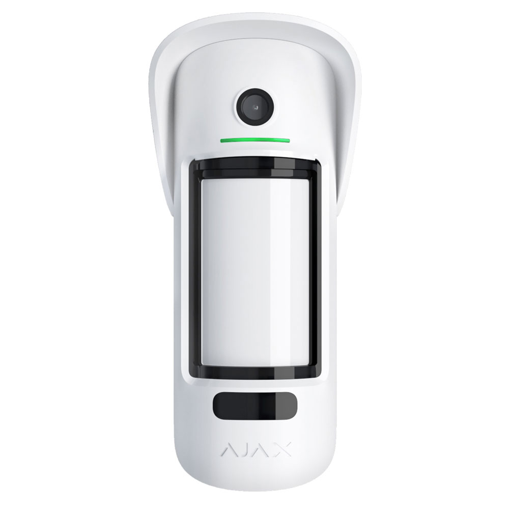 Detector de miscare exterior wireless PIR cu camera Ajax MotionCam Outdoor WH, 15 m, 90 grade, 640x352p, iluminator IR, pet immunity, antimasking, 868 MHz, RF 1700 m - imagine 1