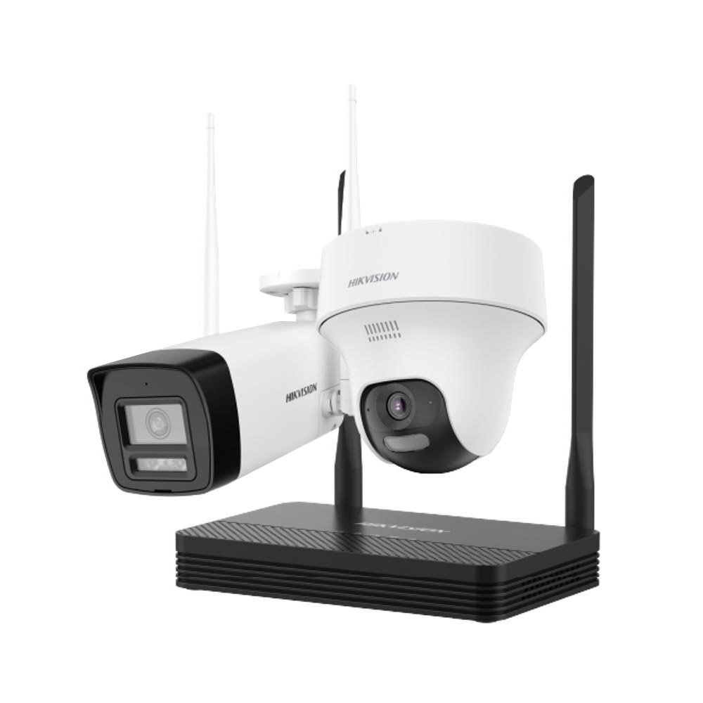 iks-2044bth-phw_1_1 Kit supraveghere WiFi mixt HikVision Easy-Link HiLook IKS-2042BTH-PH/W, 2 MP, 2.8 mm, IR 30 / 20 m, lumina alba 15 m, microfon, difuzor, detectie miscare, slot card - imagine 1