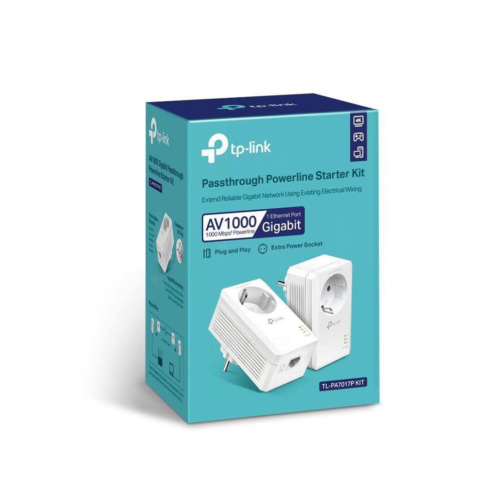 kit-adaptor-powerline-gigabit-passthrough-tp-link-av1000-tl-pa7017p-kit-2 Kit adaptor Powerline Gigabit Passthrough TP-Link AV1000 TL-PA7017P KIT, plug and play, 1000 Mbps - imagine 1
