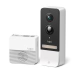Kit videointerfon exterior IP WiFi TP-Link TAPO D230S1, 5 MP, IR 7.6 m, microfon si difuzor, slot card, aparent, detectie smart, PIR, baterie 6700 mAh, vizualizare de pe telefon