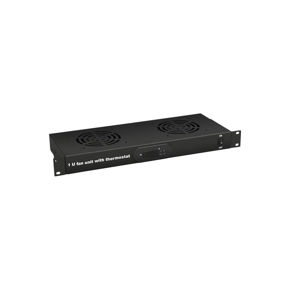link-fan-jg02 Termostat digital rackabil cu 2 ventilatoare LinkPower LINK-FAN-JG02, control temperatura, 1U, 19 inch, intrerupator - imagine 1