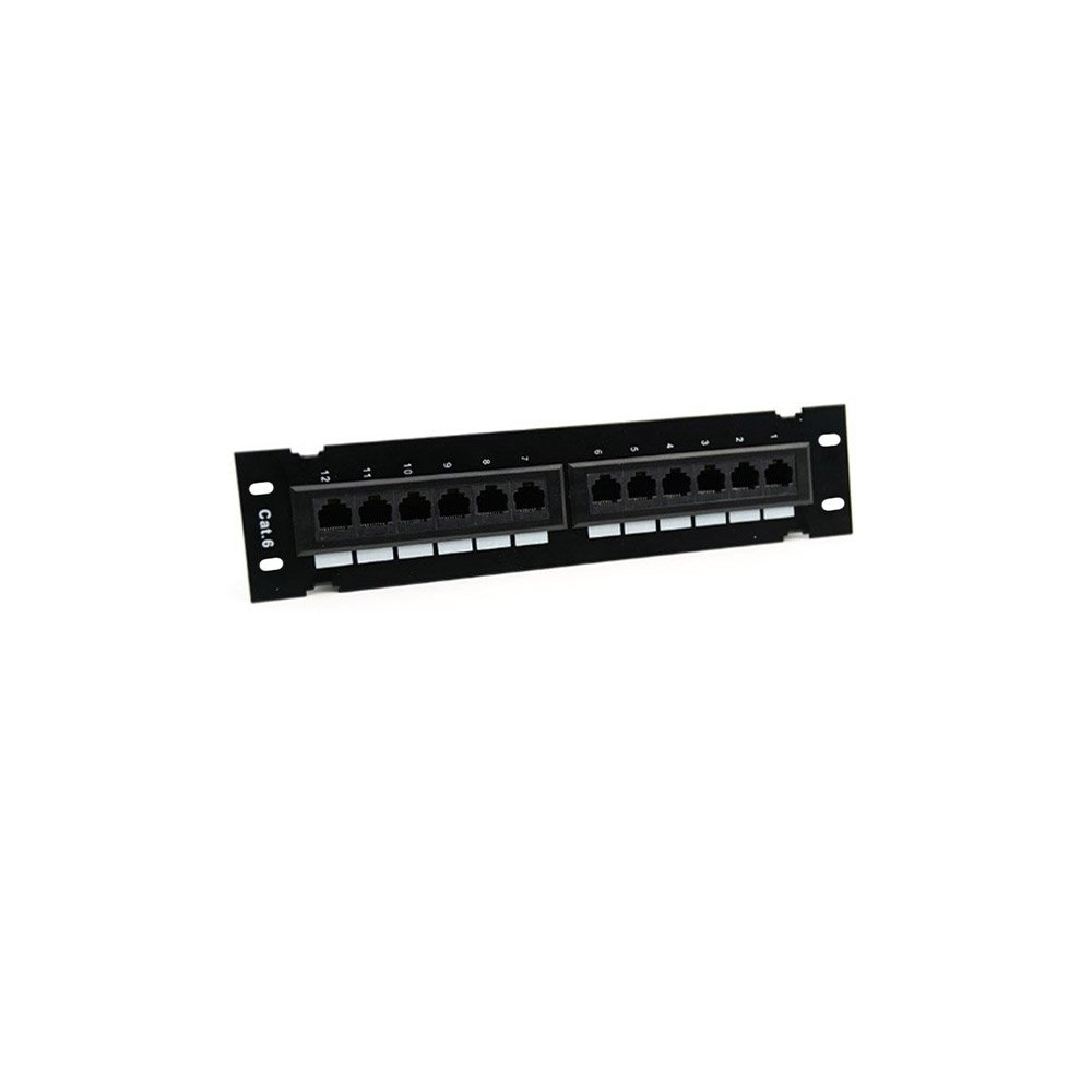 Patch panel cu 12 porturi UTP LINK-PATCHPANNEL-6, 1U, Cat.6, metal, perete, gri - imagine 1