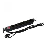 Prelungitor rack cu 6 prize Schuko Linkpower LINK-PDU6, switch, 16A, 19 inch, aluminiu, 2 metri