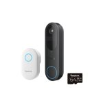 Kit sonerie wireless WiFi dual band Reolink D340B+CHIME+64GB, 4 MP, 1.2 mm, 2.4-5 GHz, 7000 mAh, PIR, microfon si difuzor, slot card