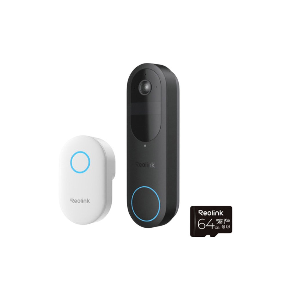 Kit sonerie wireless WiFi dual band Reolink D340B+CHIME+64GB, 4 MP, 1.2 mm, 2.4-5 GHz, 7000 mAh, PIR, microfon si difuzor, slot card - imagine 1