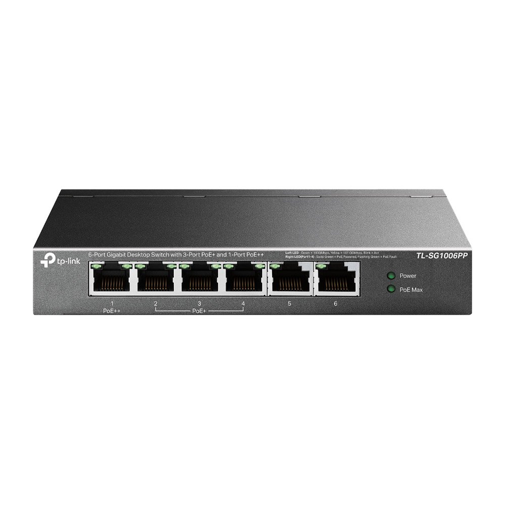 switch-cu-6-porturi-gigabit-tp-link-tl-sg1006pp_-12-gbps_-8.928-mpps_-250-m_-fara-management_-plug_play_-poe_ Switch cu 6 porturi Gigabit TP-link TL-SG1006PP, 12 Gbps, 8.928 Mpps, 250 m, fara management, plug&play, PoE+ - imagine 1