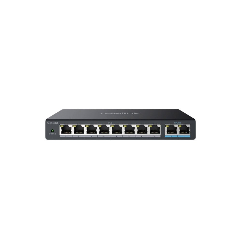 Switch 8 porturi PoE+ Reolink RLA-PS1, 120W, 2 porturi uplink gigabit, cu management - imagine 1